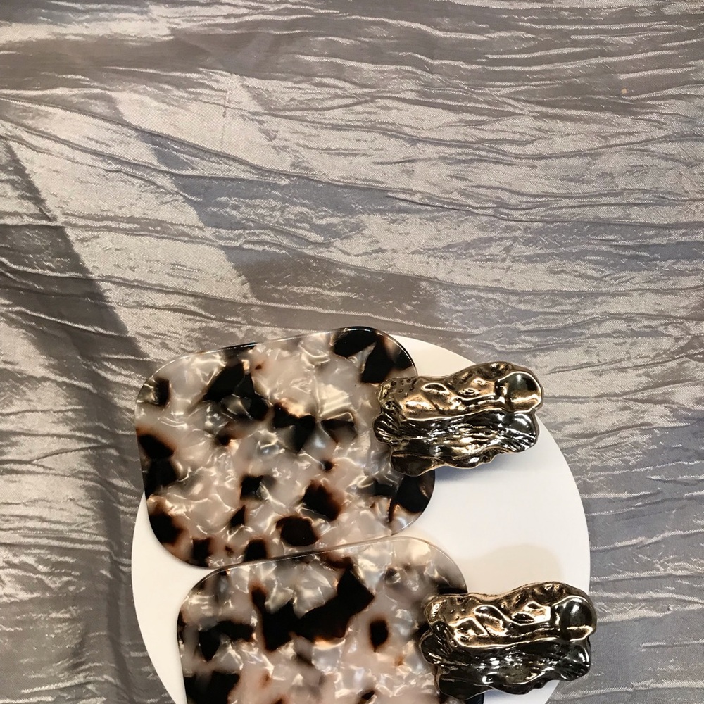 Gold and Tortoiseshell Statement Earrings - Picture 6 of 11